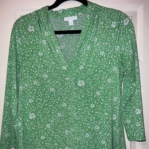 ☘️ Floral V-Neck 3/4 Length Sleeve Blouse